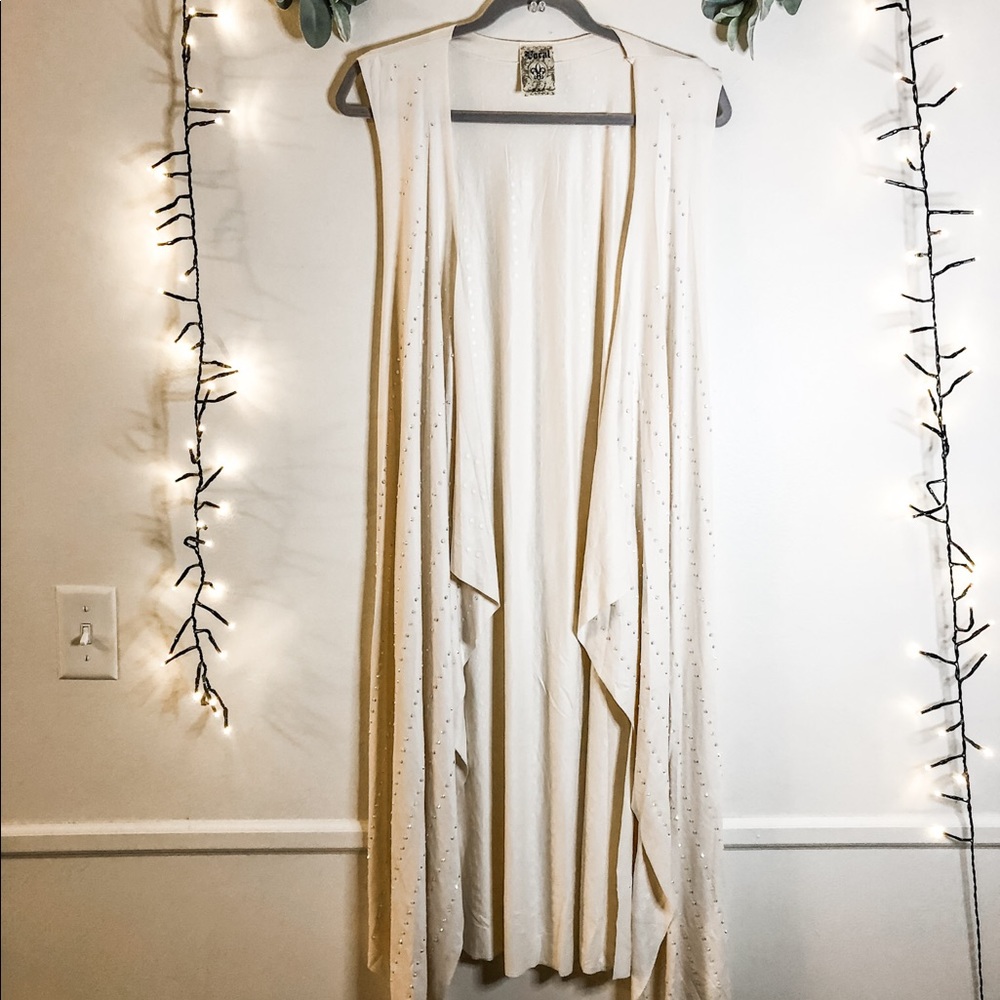 Cream Colored sparkly tank cardigan